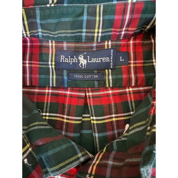 Ralph Lauren Mens Large Cotton Twill Tartan Plaid Long Sleeve Button Down Shirt - Picture 12 of 12